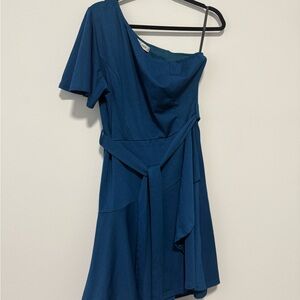 Elegant Blue One-Shoulder Dress